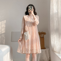 艳如飞春季新款中长款蕾丝打底衫大码女装胖妹妹宽松显瘦遮肉洋气连衣裙大码女装