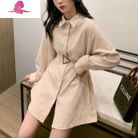 艳如飞秋冬大码女装衬衫t恤打底衫肥mm遮肚子长款洋气减龄连衣裙女200斤大码女装