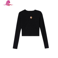 艳如飞杨幂同款衣服打底衫内搭T恤女长袖短款露脐高腰上衣体恤设计感春T恤