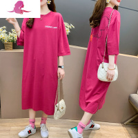 艳如飞春夏季女士连衣裙宽松长款过膝米奇卡通居家孕妇睡裙短袖t恤裙子T恤