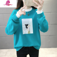 艳如飞春天韩版假两件上衣休闲棉长袖T恤女时尚百搭秋衣外穿宽松洋气T恤