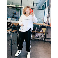 艳如飞大码女装洋气适合胯大腿粗的裤子200斤胖MM休闲束脚裤宽松运动裤大码女装