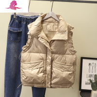 艳如飞加肥加大码女装20秋冬韩版胖mm抽绳收腰立领羽绒棉马甲外套200斤大码女装