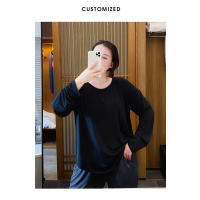 艳如飞大码速干衣女健身宽松舒适秋季胖MM瑜伽服运动200斤跑步长袖上衣大码女装