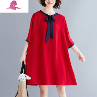 艳如飞特大码女装夏装新款260斤200胖mm胖人胖妹妹洋气显瘦遮肚连衣裙子大码女装