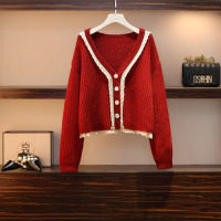 艳如飞大码秋冬女装胖妹妹洋气减龄遮肚毛衣开衫外套显瘦连衣裙两件套装大码女装