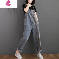 艳如飞胖妹妹时尚连体裤大码女装春装背带裤牛仔裤胖人mm裤子设计感显瘦大码女装