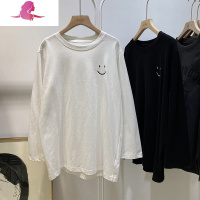艳如飞春秋可爱笑脸刺绣上衣~敲好搭配柔软亲肤宽松打底衫秋冬长袖T恤女T恤