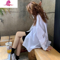 艳如飞大码女装胖妹妹mm秋季新款韩版宽松设计感娃娃领中长款长袖衬衫潮衬衫