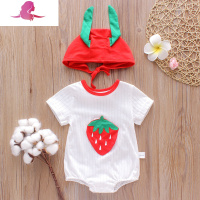 艳如飞2020夏季新款婴儿衣服薄款连体衣宝宝夏装男女包屁衣爬服带帽子T恤