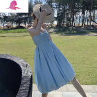 艳如飞三亚海边度假沙滩裙女夏性感露背吊带连衣裙海南泰国旅游穿搭衣服T恤