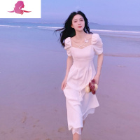 艳如飞新款三亚旅游海边拍照衣服白色超仙连衣裙女气质度假沙滩裙子夏季T恤