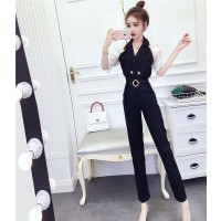 艳如飞名媛性感高腰西裤套装女夏季女装时尚时髦两件套洋气质女范衣服T恤