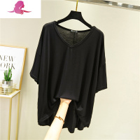 艳如飞五分袖T恤女夏宽松韩版v领莫代尔打底衫大码中袖上衣显瘦短袖体恤T恤