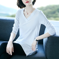 艳如飞妈妈中长款春装打底衫大码女装秋衣外穿中年上衣宽松棉长袖t恤T恤