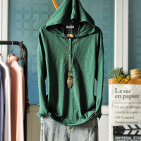 艳如飞带帽子竹节棉长袖T恤女春装百搭上衣棉体恤打底衫宽松大码帽衫tT恤