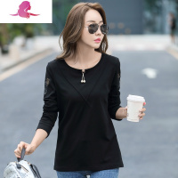艳如飞长袖t恤女2020秋装新款女装大码棉宽松百搭体恤初秋上衣打底衫T恤