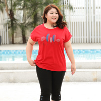 艳如飞胖妈妈T恤加肥加大码女装200中老年肥婆装宽松棉上衣服夏装新款妈妈装