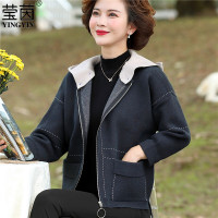 艳如飞妈妈洋气外套中年女春秋40岁50风衣中老年秋装短款夹克针织上衣服妈妈装
