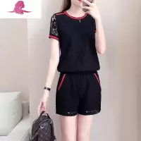 艳如飞蕾丝运动套装女2020夏季韩版新款时尚休闲服显瘦短裤洋气两件套潮休闲运动套装