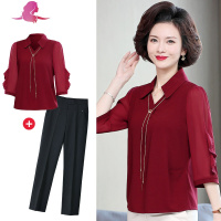 艳如飞结婚礼服妈妈春装本命年红色女装上衣服中年春秋婆婆婚宴晚礼套装妈妈装