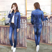 艳如飞新款牛仔套装女装时尚休闲春秋大码女士套装两件套显瘦一套衣服裤套装