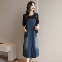 艳如飞洋气减龄牛仔裙背带裙春秋连衣裙女夏季套装两件套宽松显瘦中长款套装