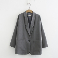 艳如飞胸围140宽松大码200斤胖MM职业休闲西装小外套女减龄显瘦韩版西服套装