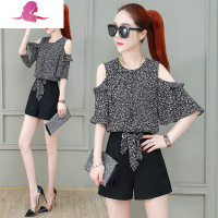 艳如飞雪纺衫套装2020年新款女阔腿短裤两件套气质女范衣服洋气短装夏套装