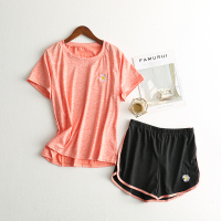 艳如飞网红小雏菊运动套装女夏季健身房跑步瑜伽服宽松衣速干衣两件薄款休闲运动套装