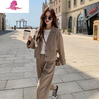 艳如飞韩版网红洋气时尚休闲气质西装套装小个子炸街西服裤子两件套女春套装
