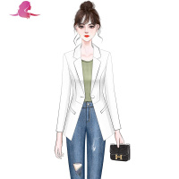 艳如飞春秋款一粒扣韩版修身显瘦时尚小个子西装职业休闲长袖西服外套女套装