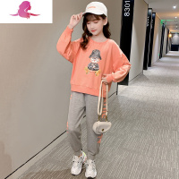 艳如飞6女童春秋套装8新款10中大童休闲卫衣运动裤12洋气儿童两件套15岁套装