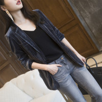 艳如飞金丝绒休闲小西装女百搭显瘦时尚职业装高端气质春秋修身外套西服套装