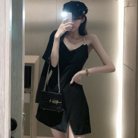 艳如飞西服外套显瘦黑色吊带裙秋洋气时髦职业装气质女范御姐套装大码套装