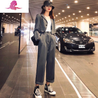 艳如飞早春季洋气小个子显高穿搭气质炸街网红职业韩版西装两件套装裤女套装