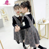 艳如飞女童连衣裙秋装2020新款春秋洋气女孩背带套装裙儿童装学院风裙子套装