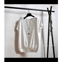 艳如飞夏装韩版前短后长棉布纯色简约短袖T恤宽松休闲显瘦大码女装上衣大码女装