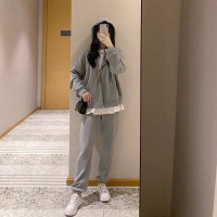 艳如飞运动服套装女春秋学生韩版宽松时尚卫衣休闲两件套棉春装跑步服套装