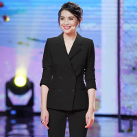 艳如飞正装女套装大学生面试职业英伦风修身黑色西装外套春秋气质西服ol套装