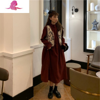 艳如飞温柔系穿搭炸街拜年衣服新年战裙马甲两件套装红色连衣裙子女秋冬套装