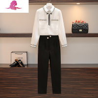 艳如飞气质轻熟风御姐职业套装女2020秋季新款白色衬衫休闲西裤两件套女套装
