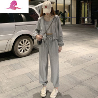 艳如飞运动套装女早春新款休闲时尚炸街连帽卫衣束脚裤运动服两件套洋气休闲运动套装