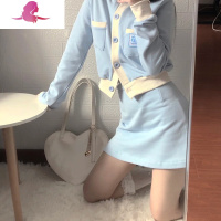 艳如飞小个子冬季搭配显高盐系穿搭网红气质炸街针织开衫两件套装冬裙女套装