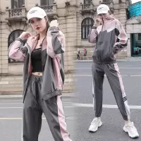 艳如飞运动套装女春秋新款潮牌时尚韩版宽松初中生休闲嘻哈运动服两件套休闲运动套装