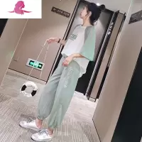 艳如飞运动套装女夏季网红时尚洋气学生韩版宽松显瘦休闲两件套跑步服潮休闲运动套装