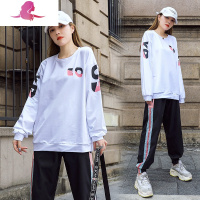 艳如飞卫衣运动套装女春秋潮牌时尚韩版宽松休闲bf网红中学生长袖两件套休闲运动套装