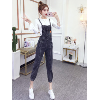 艳如飞牛仔背带裤套装春季减龄时尚潮流女装洋气显瘦气质网红炸街两件套套装