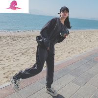 艳如飞紫色减龄运动风卫衣套装女春秋新款韩版休闲时尚洋气束脚裤两件套套装