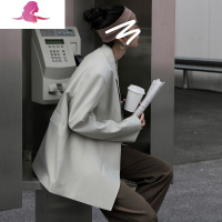 艳如飞高级感炸街盐系白色西装外套女垂感春秋韩版宽松时尚上衣小西服薄套装